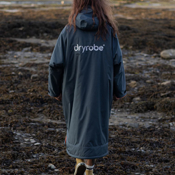 DRYROBE ADVANCE LONG SLEEVE STRANDPONCHO - DARK GREY/ORANGE The Old Man Boardsports Dryrobe