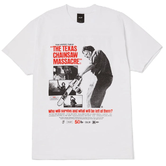 HUF BOX X THE TEXAS CHAINSAW MASSACRE BOX OFFICE S/S T-SHIRT - WHITE The Old Man Boardsports Huf