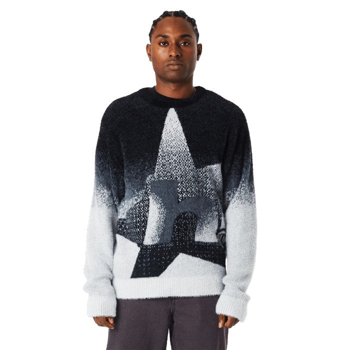 HUF HORIZON MOHAIR CREWNECK SWEATER CHARCOAL