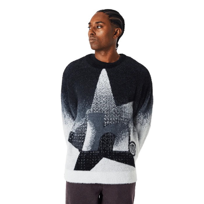 HUF HORIZON MOHAIR CREWNECK SWEATER CHARCOAL