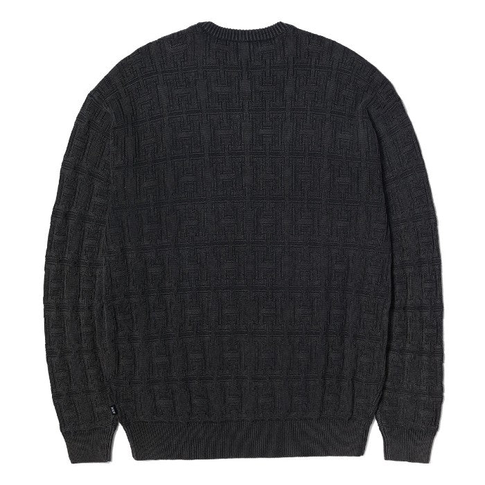 HUF INTERLACED JACQUARD OVERDYED CREW TRUI - BLACK