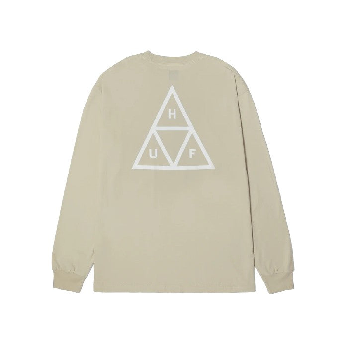 HUF SET TRIPLE TRIANGLE LONG SLEEVE T-SHIRT - STONE