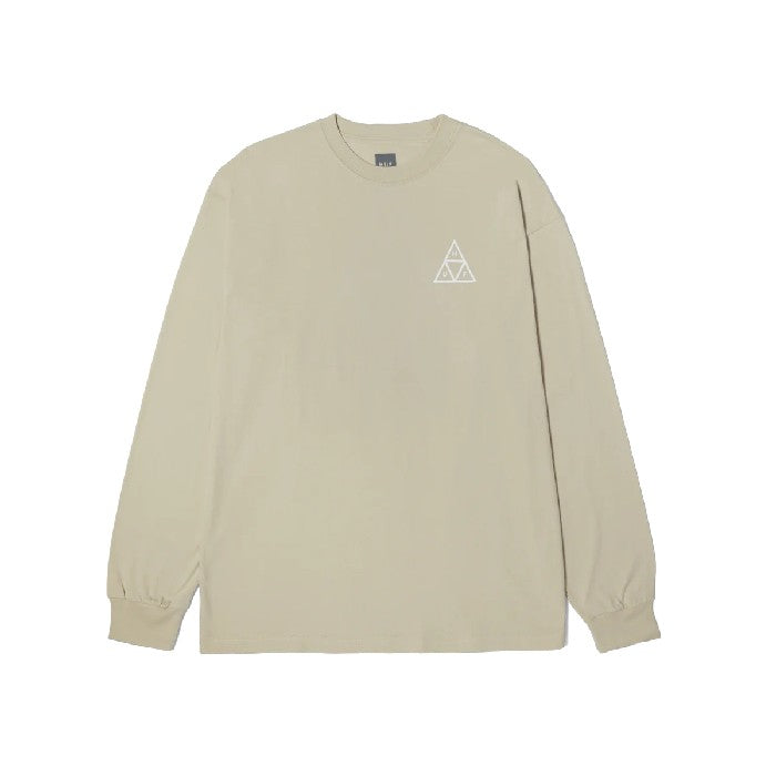 HUF SET TRIPLE TRIANGLE LONG SLEEVE T-SHIRT - STONE