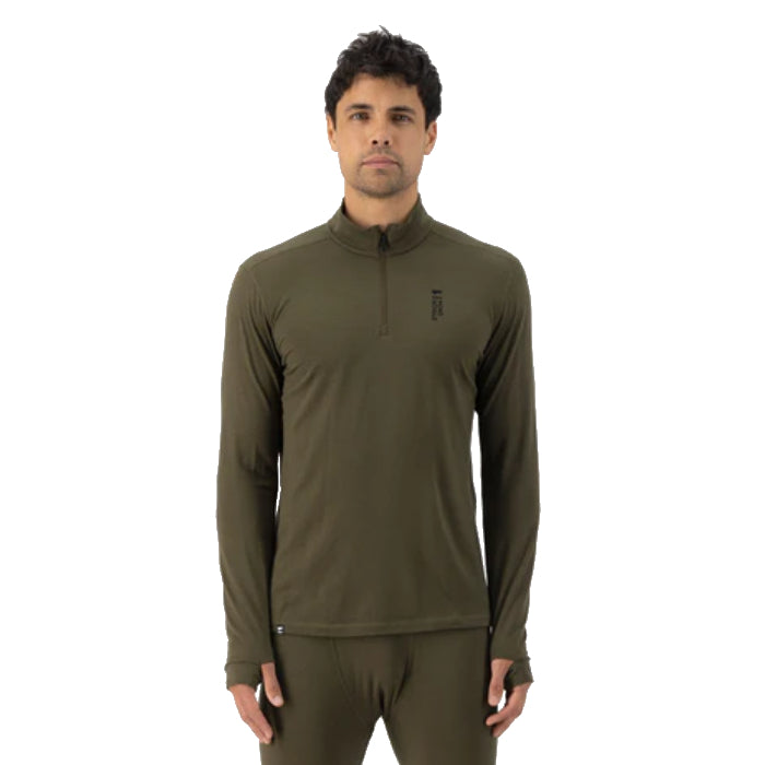 MONS ROYALE MENS CASCADE 1/4 ZIP LONG SLEEVE THERMOSHIRT DARK OLIVE