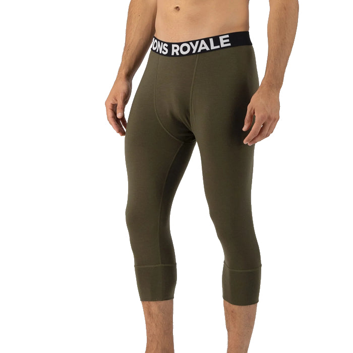 MONS ROYALE MENS CASCADE MERINO BASELAYER 3/4 THERMOLEGGING DARK OLIVE