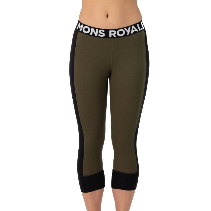 MONS ROYALE WOMENS CASCADE 3/4 THERMOLEGGING DARK OLIVE