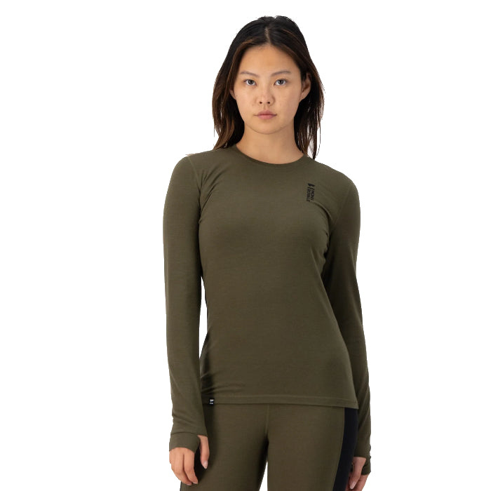 MONS ROYALE WOMENS CASCADE LONG SLEEVE THERMOSHIRT DARK OLIVE