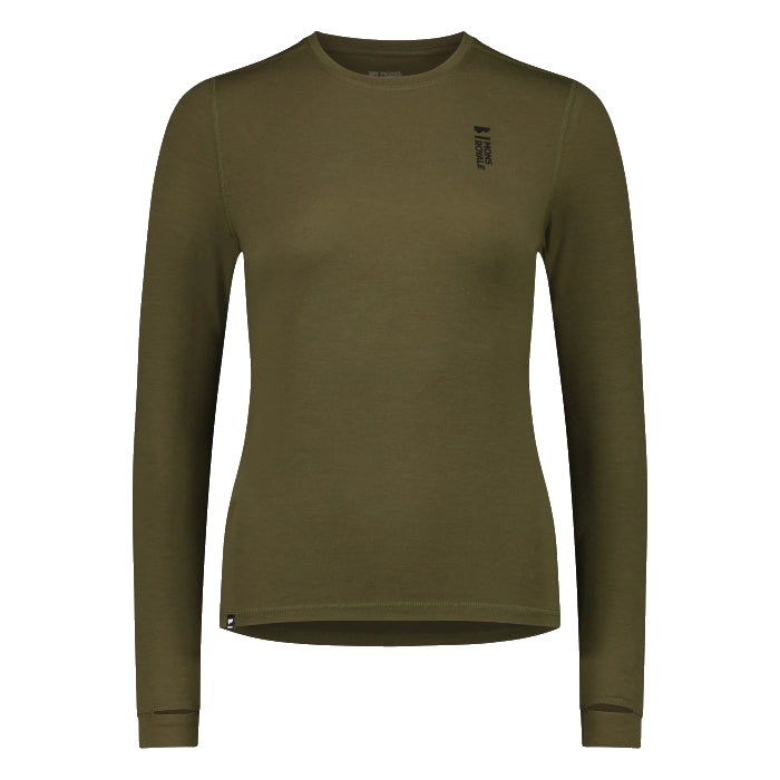 MONS ROYALE WOMENS CASCADE LONG SLEEVE THERMOSHIRT DARK OLIVE