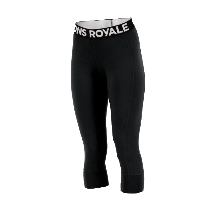 MONS ROYALE WOMENS CASCADE MERINO BASE LAYER 3/4 THERMOLEGGING BLACK