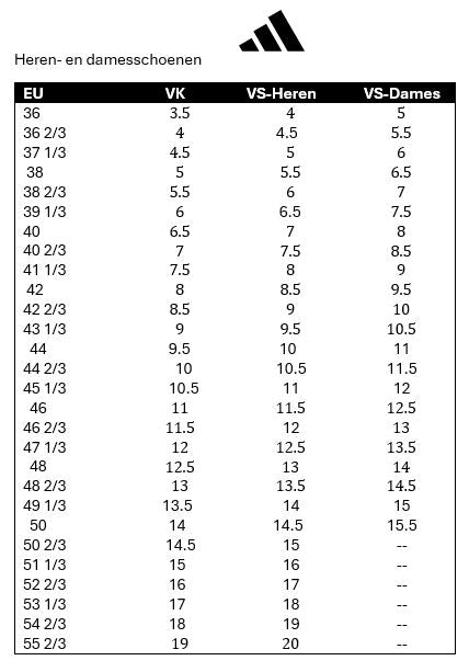 Adidas maattabel damesschoenen on sale