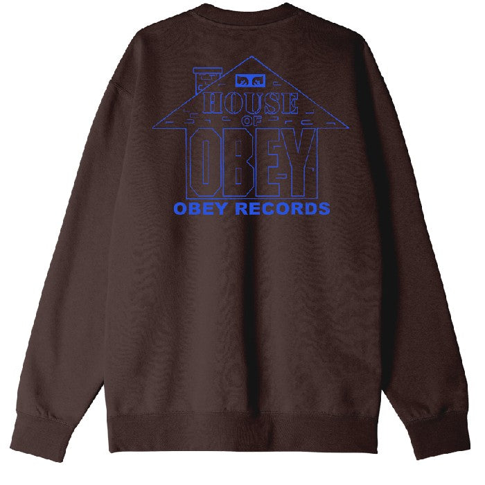 OBEY HOUSE OF OBEY RECORDS SWEATER JAVA BROWN