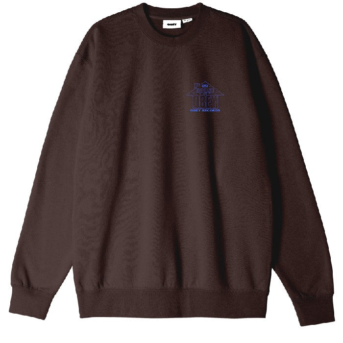 OBEY HOUSE OF OBEY RECORDS SWEATER JAVA BROWN