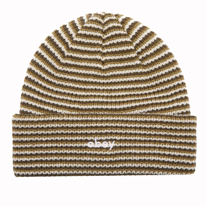 OBEY PARKER STRIPED BEANIE MOSS GREEN MULTI