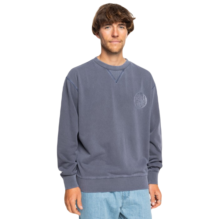 QUIKSILVER GARMENT DYE CREW SWEATER ESTATE BLUE