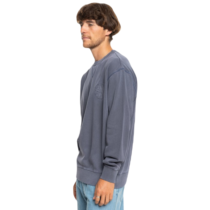 QUIKSILVER GARMENT DYE CREW SWEATER ESTATE BLUE