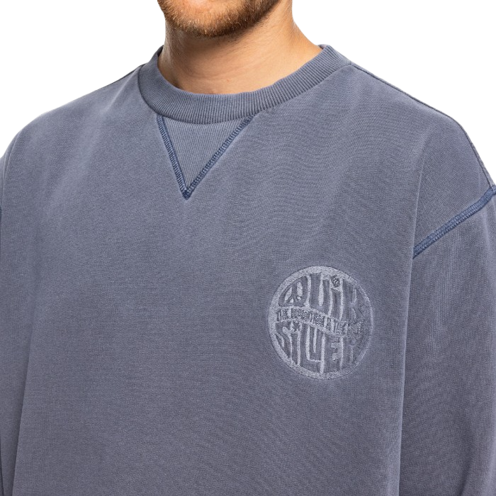 QUIKSILVER GARMENT DYE CREW SWEATER ESTATE BLUE