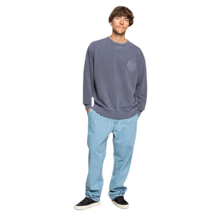 QUIKSILVER GARMENT DYE CREW SWEATER ESTATE BLUE