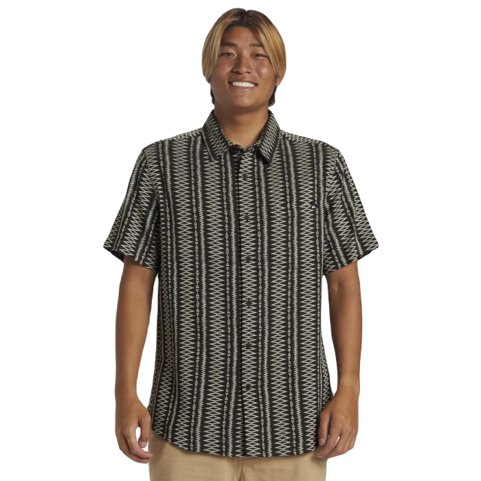 QUIKSILVER VIBRATIONS CLASSIC SHORT SLEEVE OVERHEMD - TARMAC DOBBY JACQUARD SS