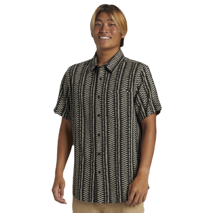 QUIKSILVER VIBRATIONS CLASSIC SHORT SLEEVE OVERHEMD - TARMAC DOBBY JACQUARD SS