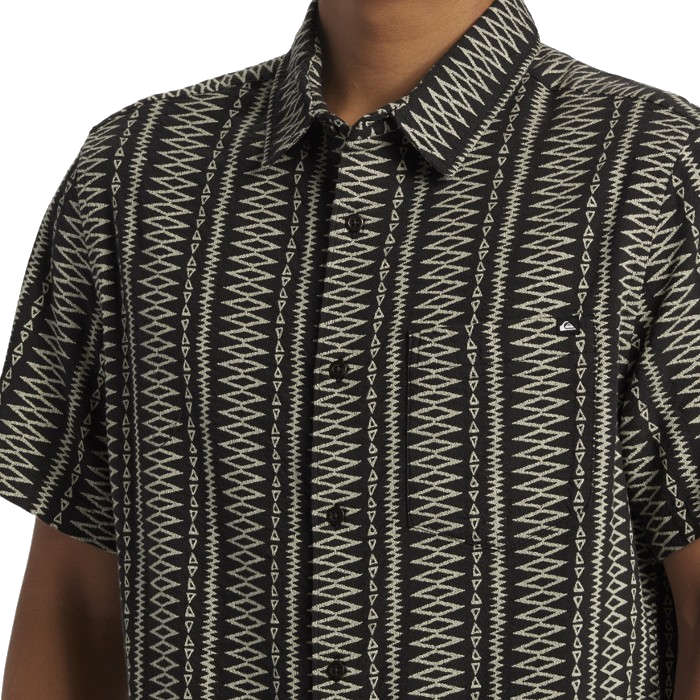 QUIKSILVER VIBRATIONS CLASSIC SHORT SLEEVE OVERHEMD - TARMAC DOBBY JACQUARD SS