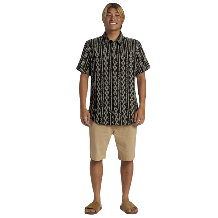 QUIKSILVER VIBRATIONS CLASSIC SHORT SLEEVE OVERHEMD - TARMAC DOBBY JACQUARD SS