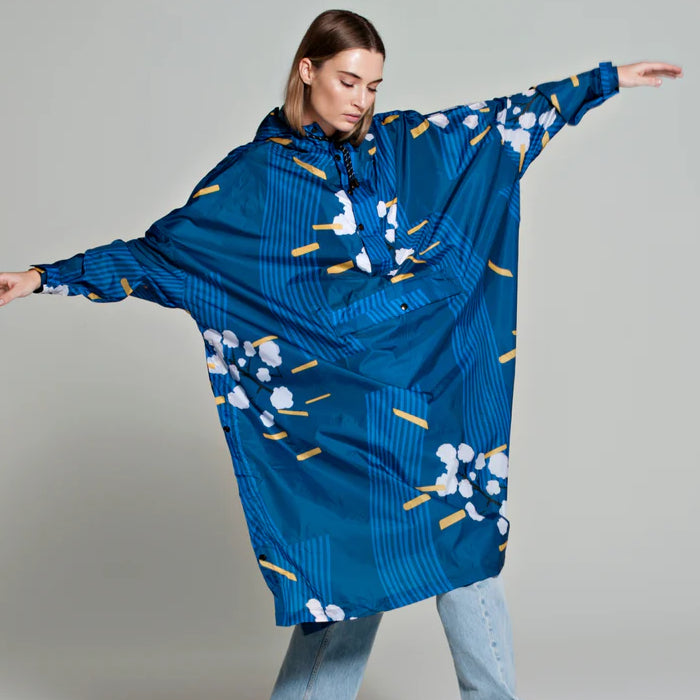 RAINKISS JAPANESE BLOSSOM REGENPONCHO - BLUE The Old Man Boardsports RAINKISS