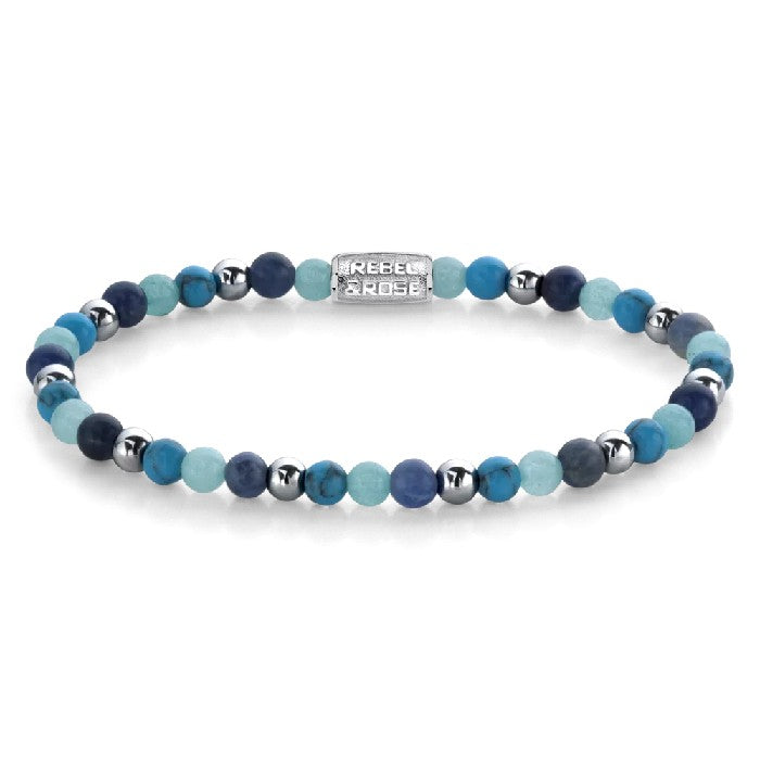 REBEL&ROSE BLUE SUMMER VIBES 4 MM SIZE S ARMBAND - SILVER/BLUE/MIX The Old Man Boardsports Rebel&Rose