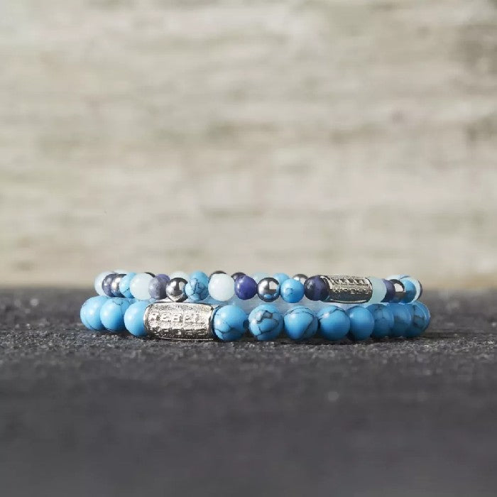 REBEL&ROSE BLUE SUMMER VIBES 4 MM SIZE S ARMBAND - SILVER/BLUE/MIX The Old Man Boardsports Rebel&Rose