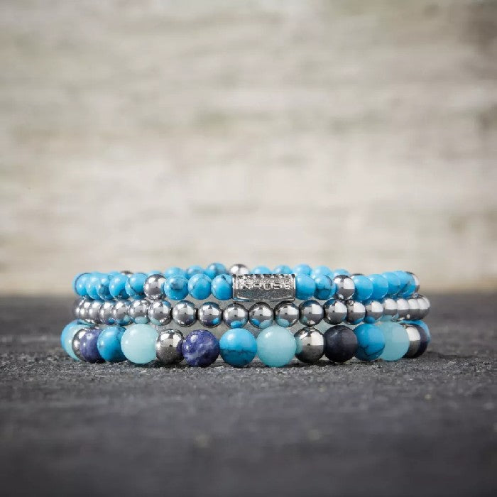 REBEL&ROSE BLUE SUMMER VIBES 6 MM SIZE S ARMBAND - BLUE/MIX/SILVER The Old Man Boardsports Rebel&Rose