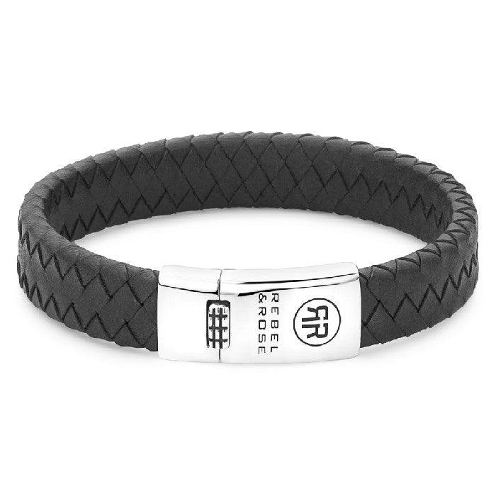 REBEL&ROSE BRAIDED FLAT 925 12 MM SIZE M ARMBAND - ANTHRACITE The Old Man Boardsports Rebel&Rose