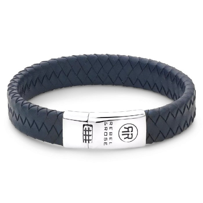 REBEL&ROSE BRAIDED FLAT 925 NAVY 12 MM SIZE L ARMBAND - BLUE The Old Man Boardsports Rebel&Rose