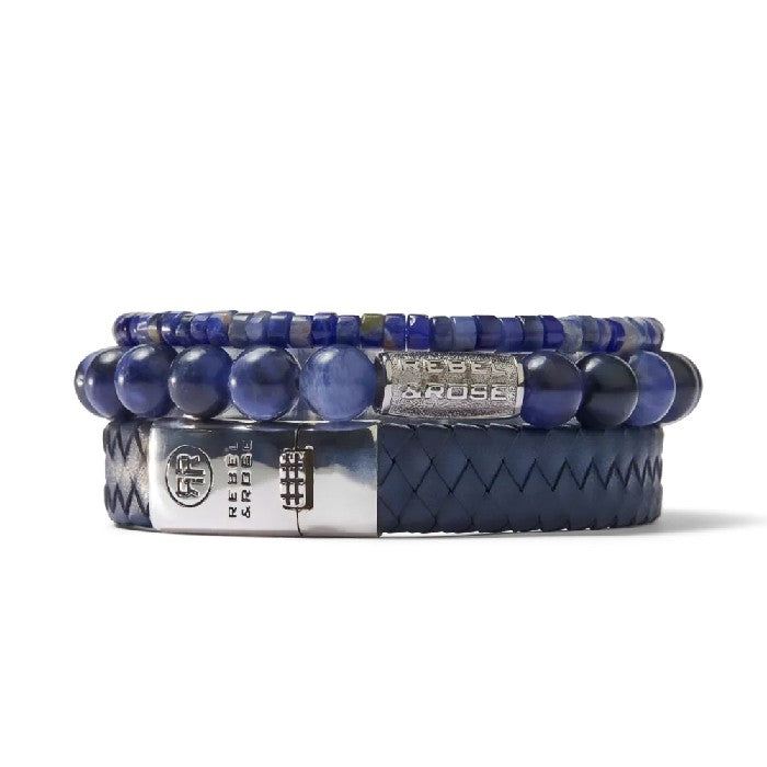 REBEL&ROSE BRAIDED FLAT 925 NAVY 12 MM SIZE L ARMBAND - BLUE The Old Man Boardsports Rebel&Rose