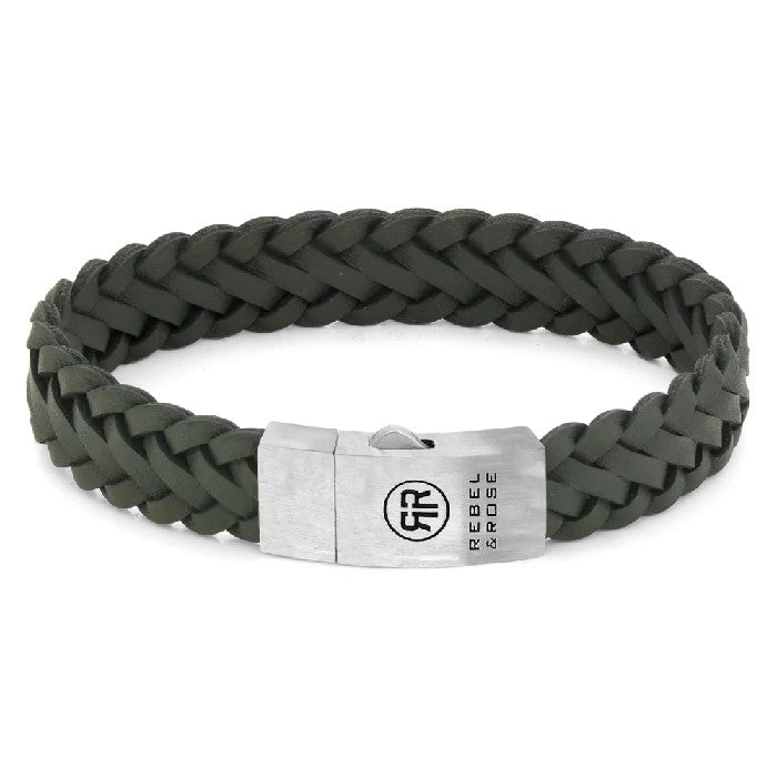 REBEL&ROSE BRAIDED RAW MATT RANGER 13 MM SIZE M ARMBAND - GREEN The Old Man Boardsports Rebel&Rose