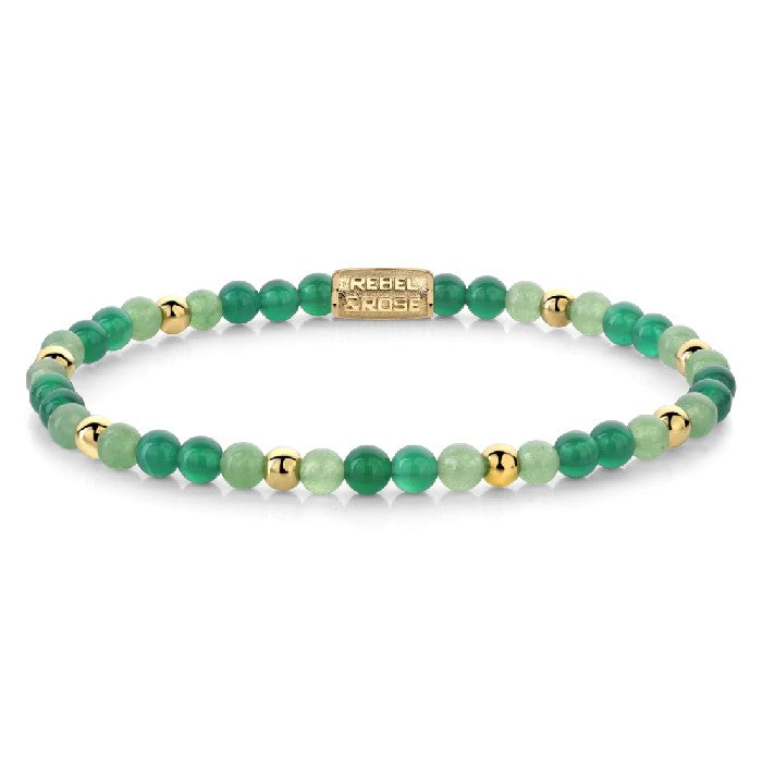 REBEL&ROSE GREEN MORNING VIBES 4 MM SIZE S ARMBAND - GREEN/GOLD/MIX The Old Man Boardsports Rebel&Rose