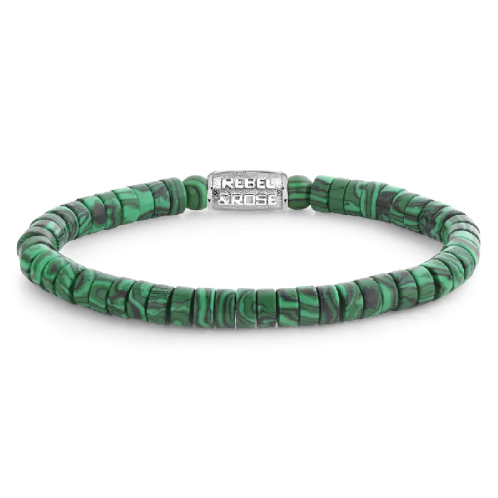 REBEL&ROSE SLICES MALACHITE GREEN 6 MM SIZE L ARMBAND - GREEN The Old Man Boardsports Rebel&Rose