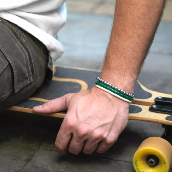 REBEL&ROSE SLICES MALACHITE GREEN 6 MM SIZE L ARMBAND - GREEN The Old Man Boardsports Rebel&Rose