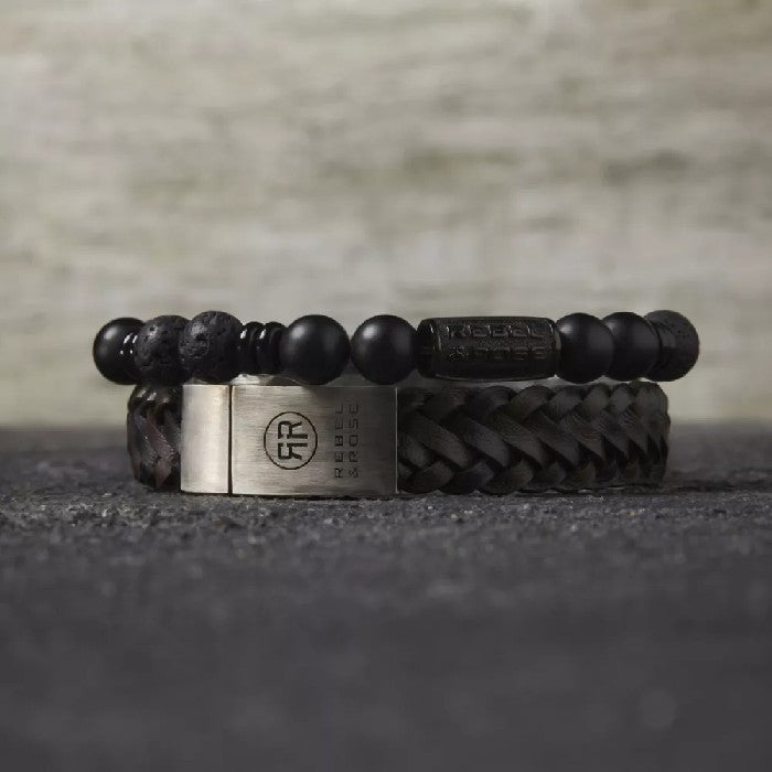 REBEL&ROSE VARIATIONS BLACK 8 MM SIZE M ARMBAND - BLACK The Old Man Boardsports Rebel&Rose