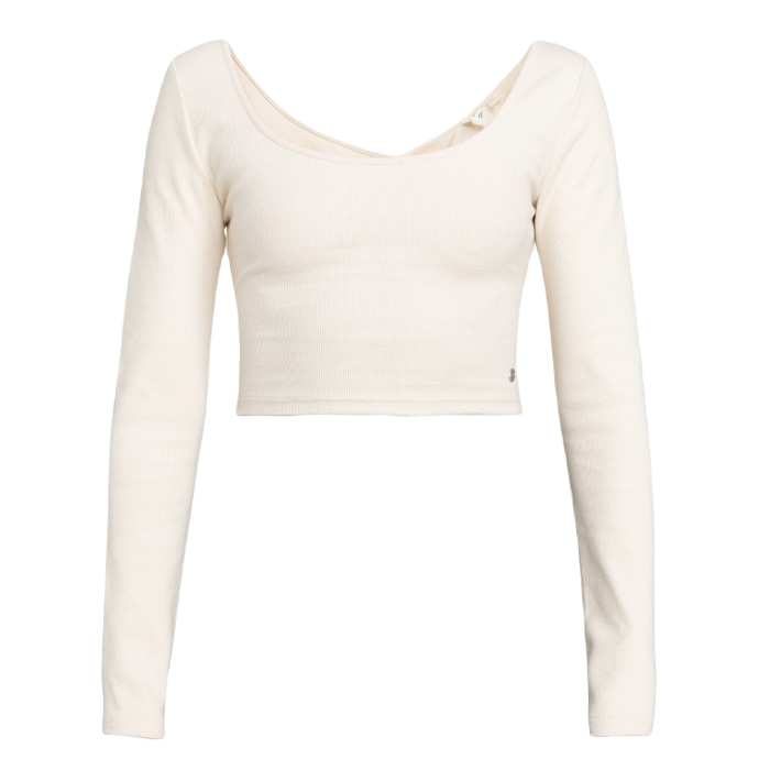 ROXY GOOD KEEPSAKE LONG SLEEVE TOP - PARCHMENT