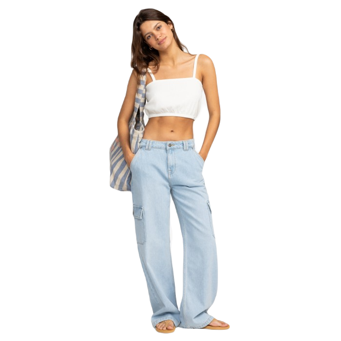 ROXY MODERN VIBE MID DENIM CARGO BROEK - LIGHT BLUE