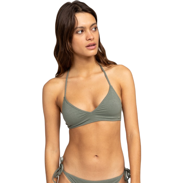 ROXY SHINY WAVE TRI BIKINI TOP - AGAVE GREEN