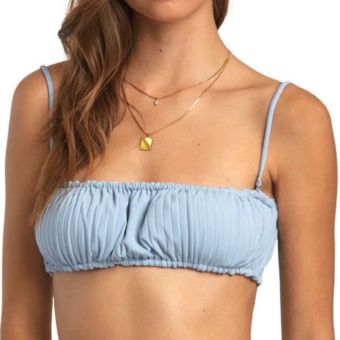 RVCA BREITER RIB-2-WEGE-BANDEAU-BIKINITOP – STAUBBLAU