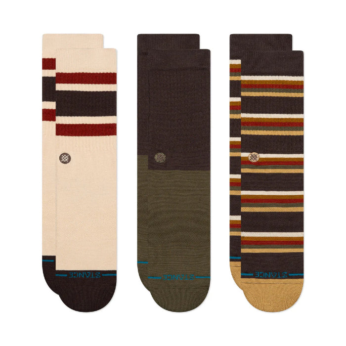 STANCE MILL HOUSE CREW SOKKEN (3 PAAR) DARK BROWN