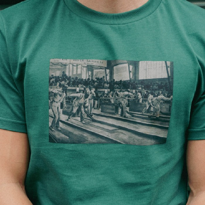 THE LOOSE COMPANY BOWLING SHORT SLEEVE T-SHIRT - BOTTLE GREEN