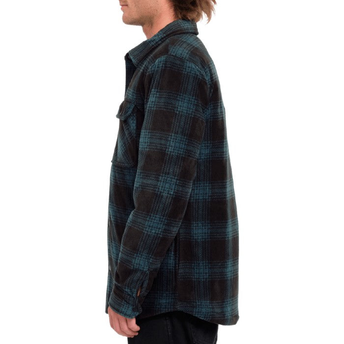 VOLCOM BOWERED FLEECE LONG SLEEVE OVERSHIRT EVERGREEN