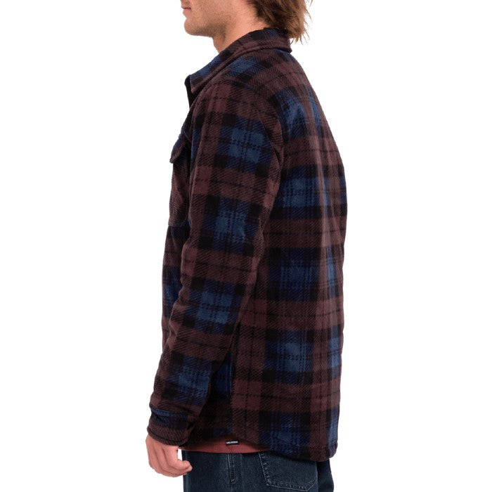 VOLCOM BOWERED FLEECE LONG SLEEVE OVERSHIRT MERLOT