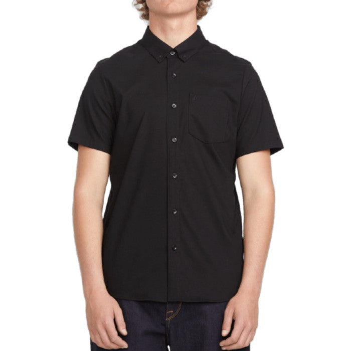 VOLCOM EVERETT OXFORD SHORT SLEEVE OVERHEMD NEW BLACK