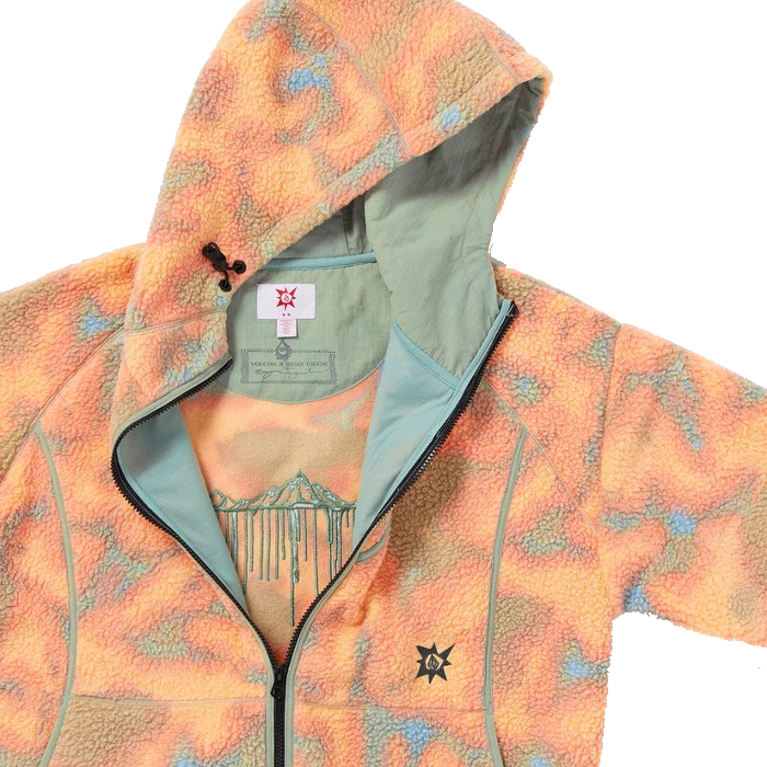 VOLCOM TT B IGUCHI ZIP FLEECE VEST TIGERLILY