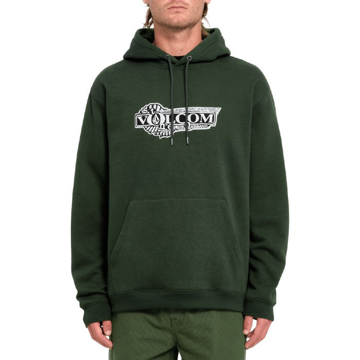 VOLCOM VOLSTONED PULL OVER HOODIE DARK FOREST