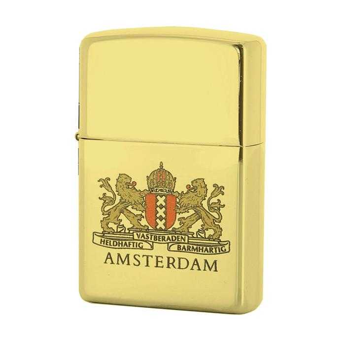 ZIPPO AANSTEKERS AMSTERDAM ARMORIAL GOLD The Old Man Boardsports Zippo