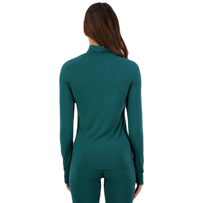 MONS ROYALE CASCADE MERINO FLEX MOCK NECK LONG SLEEVE THERMOSHIRT - EVERGREEN The Old Man Boardsports Mons Royale